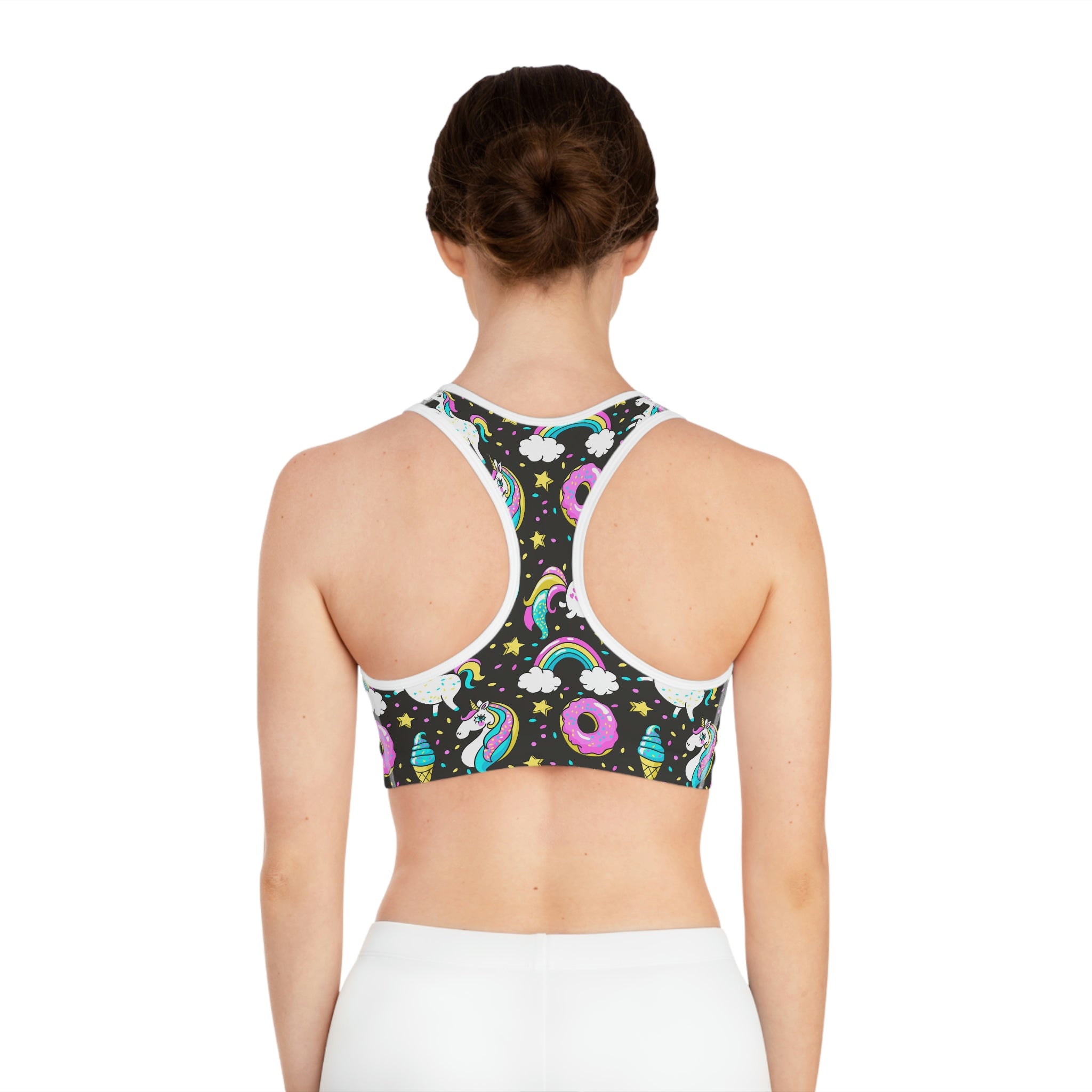 Caticorn Unicorn Donuts Sports Bra
